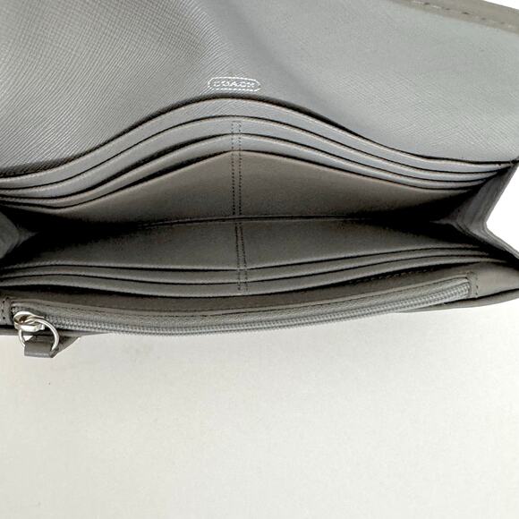 Coach Light Gray Jacquard Slim Envelope Wallet Madison Op Art Needlepoint - Picture 9 of 11